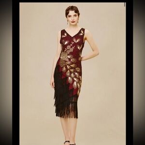 Irregular Tassel Hem Peacock Dress